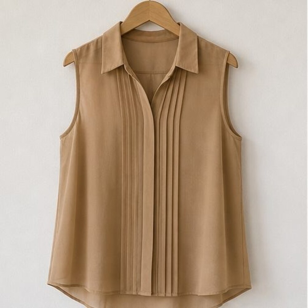 Camel V Neck Top